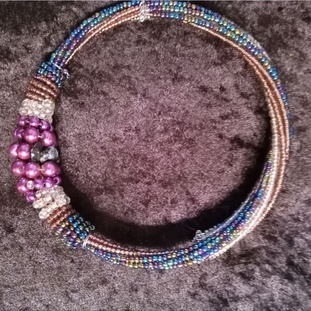 16" Adjustable Jeweltoned Beaded Choker